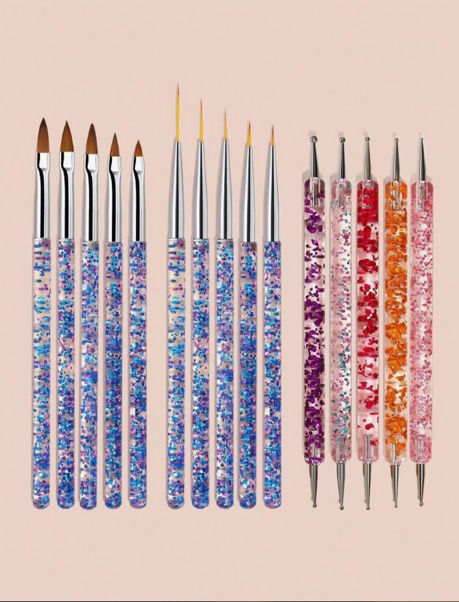 15 darabos körömdíszítő ecsetkészlet