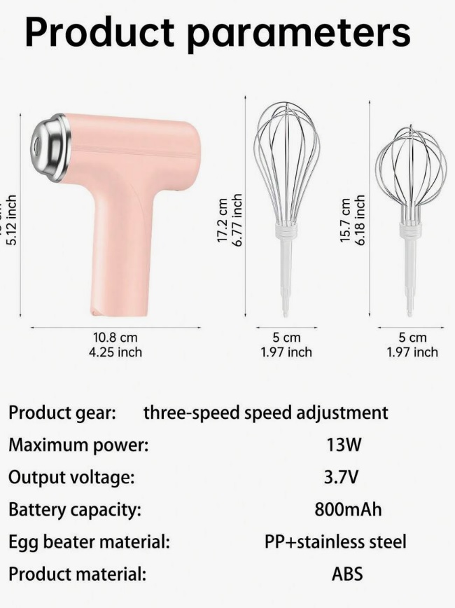 1 db újratölthető kézi elektromos tojáshabverő